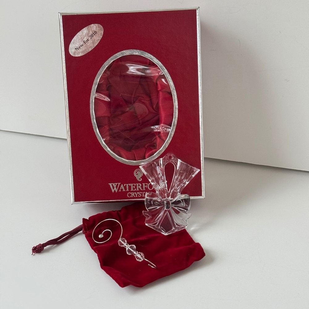 Waterford Crystal 2010 Christmas Ornament Enhancer & Box Lismore Toasting Flute